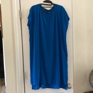 Eileen Fisher Atlantis Blue Silk Crepe de Chine Dress XS